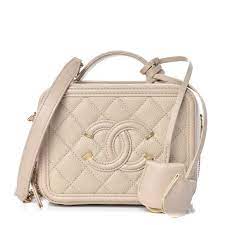 Chanel mini coco handle caviar green. Chanel Caviar Quilted Small Cc Filigree Vanity Case Light Beige 439892 Fashionphile