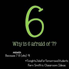 Jokes help kids cope with stress better. Tonight S Joke For Tomorrow S Students Why Is 6 Afraid Of 7 Because 7 8 Ate 9 Jennifer Willi Jokes For Kids Funny Jokes For Kids Funny Stories For Kids