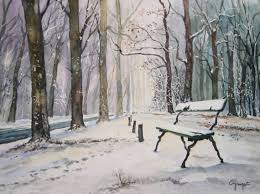 Tableau Peinture Hiver Neige Campagne Le Banc En Hiver
