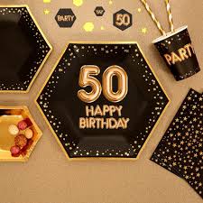 Glamorous Black And Gold 50th Birthday Party Decorations Pin On Glitz Glamour Black Gold Party Collection