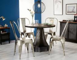 Check spelling or type a new query. Industrial Vintage Round 1 Table With 4 Silver Metal Chairs 5 Packs Dining Set 7625989715955 Ebay