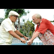 Wrestling Ernest Hemingway (1993) Starring the late great Robert Duvall,  Richard Harris, Shirley MacLaine, Piper Laurie, and Sandra Bullock Filmed  at the crib, Duvall plays Walter, a retired Cuban barbero, absolutely nailed