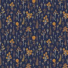 Navy Blue Mustard Yellow Floral Pattern Flower Print Pattern Yellow Floral Mustard Wallpaper