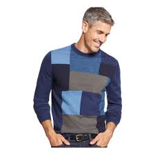 Tricots St Raphael Mens Patchwork Puzzle Pullover Sweater