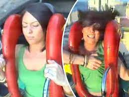 Brunette babe grabs her own boobs in bid to calm down on terrifying slingshot  ride - Daily Star