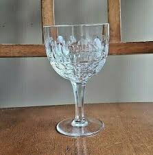 Stuart Clifton Park Crystal Wine Glass Goblet Cut Thumbprint & Vertical  Signed