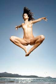 Nude women jumping