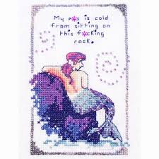 This is a companion chart to the pin cushion of the month club: Mermaid Tales Cross Stitch Pattern Set Peacock Fig