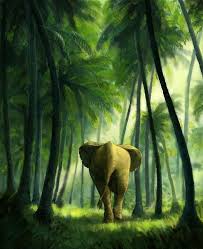 Morning Walk Jungle Art Jungle Illustration Elephant Print Art