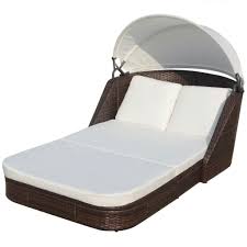 05 ($12.39/sq ft) $99.99 $99.99 Festnight Patio Sun Lounger With Retractable Canopy 2 Person Brown Poly Rattan Cushioned Daybed Outdoor Sun