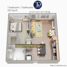 1 bedroom floor plans with roomsketcher, it's easy to create professional 1 bedroom floor plans. Modern One Bedroom 3d Floor Plans Tsymbals Design