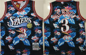 3 was raised, taking its place alongside those honoring the greatest players in philadelphia 76ers history during a special. 76ers 3 Allen Iverson Black 1997 98 Hardwood Classics Floral Fashion Swingman Jersey