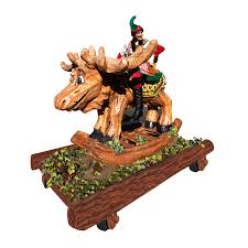 Wooden toy rocking chair red moose decorated with christmas toys on a white background in the christmas composition, wooden toys, figures, stars, moose, fur tree on table in front of fireplace. Rocking Moose The New Macy S Parade Wikia Fandom