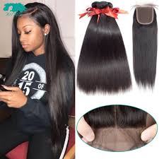 Brazilian Straight Hair Bundles With Closure 2 3 Bundles 100