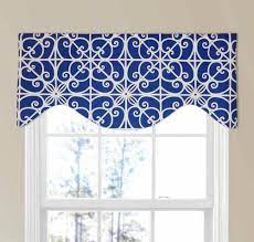 Colorful Geometric Print Valance In Royal Blue And White Modern Valances Window Valance Valance