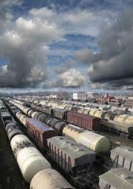 Railroad Cars On A Railway Station Cargo Transportation Storm Railway Station Railroad Railway
