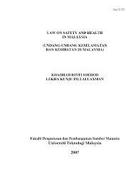 Recently published articles from safety and health at work. Pdf Law On Safety And Health In Malaysia
