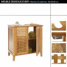 Meuble Sous Lavabo De 2 Portes En Bambou H60 X P30 X L60 Cm Meuble 2 Portes Avec 1 Etagere Interieure E Meuble Sous Lavabo Meuble Bambou Meuble Sous Vasque