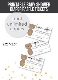 Printable Woodland Bear Diaper Raffle Tickets Diaper Raffle Tickets Baby Shower Printables Woodland Creatures Baby Shower