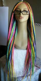 Black And Rainbow Box Braids Full Frontal Box Braids Rainbow Color Braided Wig Braids For Black Hair Braided Hairstyles Colored Box Braids