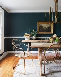 Dining Room Painted In Forest Green Color With Wood Table And Chairs Photo By Instagram Blue Dining Room Walls Dining Room Walls Farmhouse Dining Rooms Decor