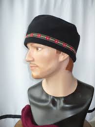 Black Fleece Fez Cap with Maltese Cross Trim