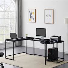 Matching writing desk, corner table, printer stand, file cabinet, and bookshelf available assembly required; U Shaped Computer Desk Industrial Corner Writing Desk Black