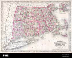 Map Of Ct And Ri 1864 Johnson's Map Of Massachusetts, Connecticut, And Rhode Island -  Geographicus - Marict-J-65 Stock Photo - Alamy
