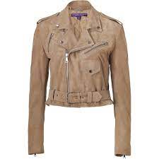 Ralph Lauren Collection Taupe Suede Davidson Jacket Cropped Biker Jacket Biker Jacket Style Leather Jacket