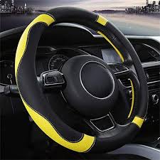 Couvre Volant Cuir Noir Et Jaune Pour La Voiture Couvre Volant Cuir Couvre Volant Voiture