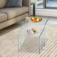 Homcom 3er Set Beistelltisch Acryltisch Couchtisch Wohnzimmertisch Gebogener Tisch Transparent Neu Wohnzimmer Ideen L Sofa Tisch Acryl Tisch Wohnzimmertisch