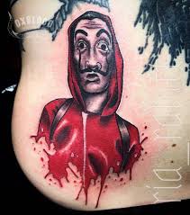 Want to discover art related to tattoo? Oxblood Ink Money Heist Tattoo By Ria Rabitt Moneyheist