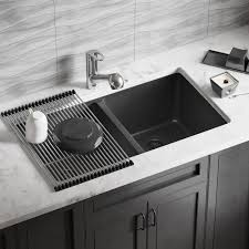 Crafted from enameled cast iron, this sink resists chipping, cracking, or burning for years of beauty and reliable performance. Black Kitchen Sinks Home Depot Novocom Top