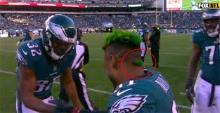 Mills said that the idea to dye his hair green, albeit a shade closer to the kelly green uniforms of the past rather than the current. Jalen Mills Has Grown A Baby Ponytail This Season Dyed It Green