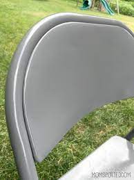 Diy Spray Painting Metal Folding Chairs Mom Spotted Metal Folding Chairs Chair Folding Chair