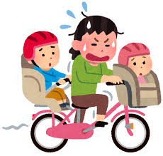 大変そうに3人乗りするお母さんのイラスト&nbsp;|&nbsp;かわいいフリー素材集&nbsp;...