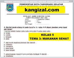 Gunakan password kependidikan.com untuk membuka file soal. Soal Uas Pat Ukk Kelas 5 Tema 3 Kurikulum 2013 Revisi 2019 2020 Kang Izal Blog