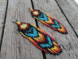 Native American Beaded Earrings Seed Bead Earrings Mexican Earrings Boho Earrin Beaded Earrings Patterns Native American Beaded Earrings Boho Style Earrings