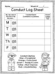 Pirate Themed Behavior Clip Chart With Conduct Log Sheet