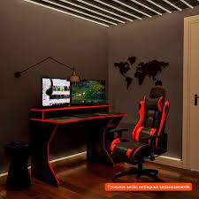 conjunto de mesa com cadeira gamer fremont e suica preta e vermelha decoracion de videojuegos dormitorio de gamer mesas gamer