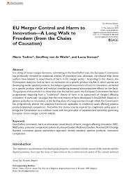 Pdf Eu Merger Control And Harm To Innovation A Long Walk To Freedom From The Chains Of Causation