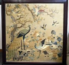 Maybe you would like to learn more about one of these? Lot Art Antique Lg Chinese Silk Embroidery Hardwood Frame