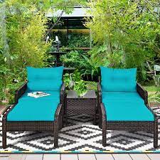 Get 5% in rewards with club o! Goplus Brown 5 Piece Rattan Wicker Patio Conversation Ottoman Sofa Coffee Table Set With Turquoise Cushion Accuweather Shop
