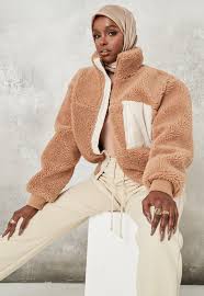 Shop from a range of camel, grey and black wool coats available at asos. Petite Camel Borg Teddy Cord Mix Jacket Missguided