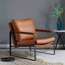 modern gray faux leather upholstered armchair accent lounge chair black metal frame upholstered arm chair black lounge chair black metal chairs