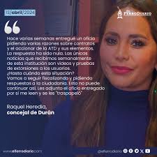 La concejal Raquel Heredia, a través de redes sociales, denunció en redes  sociales que ha solicitado información sobre el accionar de la ATD y no ha  recibido respuesta. Esto a pesar de