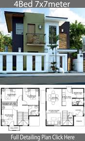 Modern Home Design 7x7m With 4 Bedrooms Home Design With Plan Bungalow House Design Modern House Plans House Designs Exterior