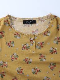 Vintage Flower Printed Long Sleeve Blouse For Women Sleeves Designs For Dresses Blouses For Women Sindhi Dress