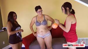 Bounce the ball strip game with young ladies