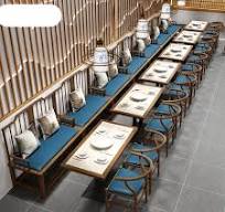 Hot Pot Dining Theme Restaurant Table and Chair Commercial Booth Seat Sofa  Chinese Metal Iron Antique Modern